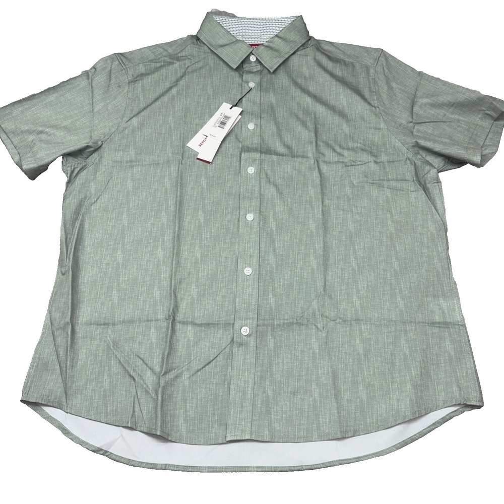 Report Collection textured print shirt  sage green ‎ 4-way stretch XL NWT